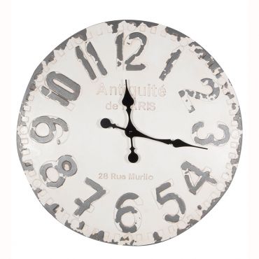 Antique White & Grey Round Wall Clock