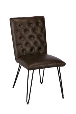 Manhattan Leather Dining Chair - Dark Brown
