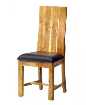 Indus Acacia & Leather Dining Chair - Pair