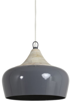 Grey Metal and Wood Ceiling Light