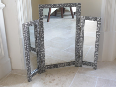 Silver Embossed Triple Mirror
