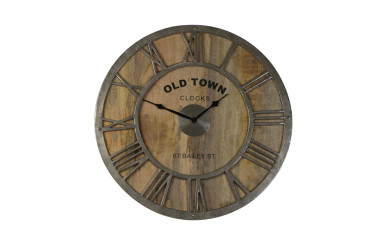 Old Town Baily Wood & Nickel Wall Clock