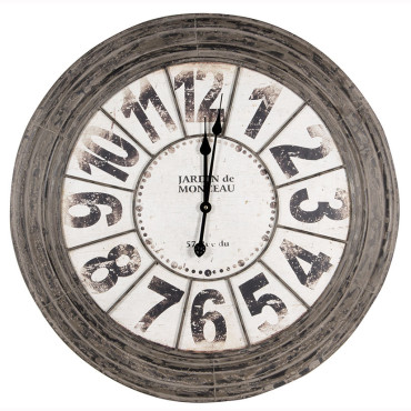 Antique Grey Metal Round Wall Clock