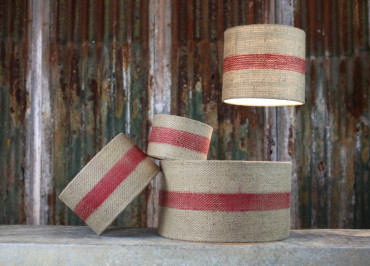 Bvari Linen Lamp with Red Stripe Shades