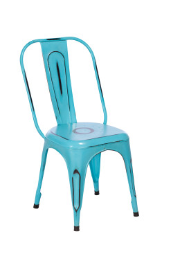 Imari Industrial Metal Dining Chair (Blue)