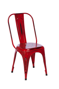 Imari Industrial Metal Dining Chair (Red)