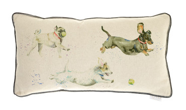 Country Dog Catch Cushion 35cm x 65cm