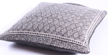 Grey Lattice Cotton Cushion 50x50cm