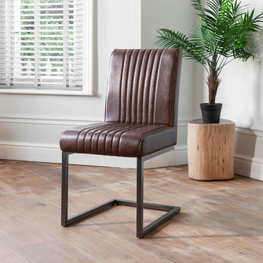 Empire Cantilever Leather Dining Chair - Dark Brown