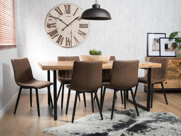 Imari Industrial Light Mango 6-Seater Dining Set - Arizona Chairs