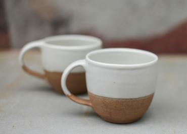Mali Ceramic White & Terracotta Coffee Mug