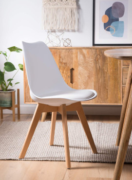 Scandi Pyramid Dining Chair With Pad - White