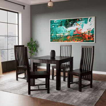 Dakota Dark Mango 4-Seater Dining Set (90x90cm Square Table)