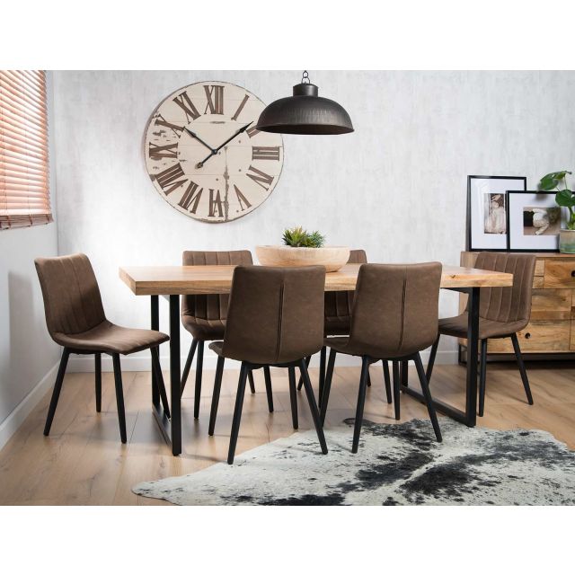 Imari Industrial Mango 6-Seater Dining Set (150cm Table) - Arizona Chairs